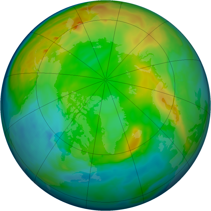 Arctic ozone map for 09 December 2014